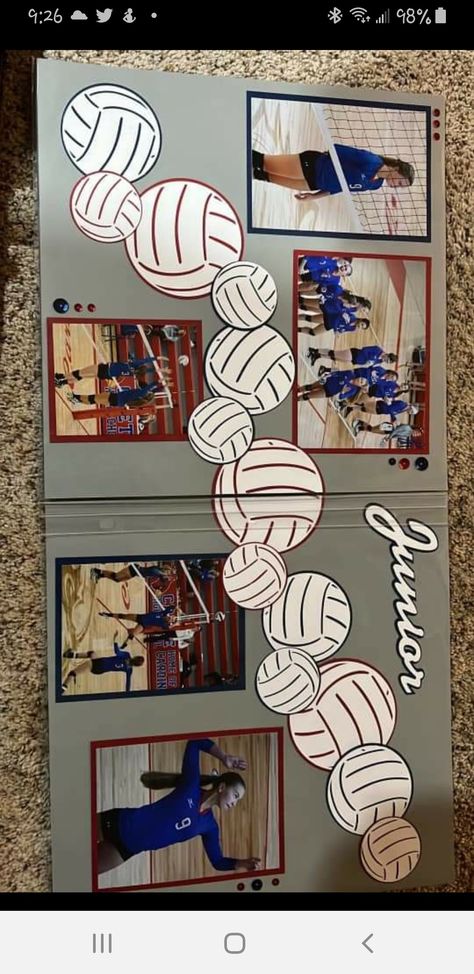 Scrapbook Ideas Pages Inspiration, Team Scrapbook Ideas, Volleyball Layouts Scrapbook Pages, Archery Scrapbook Layouts, Volleyball Scrapbook Pages, Scrapbook Ideas Sports, Volleyball Scrapbook Ideas, Sports Scrapbook Ideas, Soccer Scrapbook Layouts