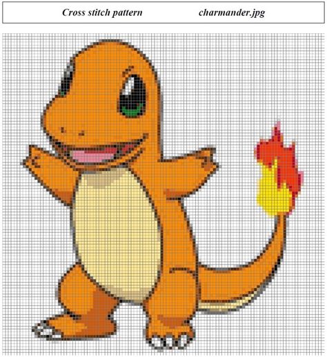 Charmander Cross Stitch, Pokemon Pattern, Pokemon Charmander, Cross Stitch Pattern, Stitch Pattern, Cross Stitch Patterns, Stitch Patterns, Cross Stitch, Pokemon