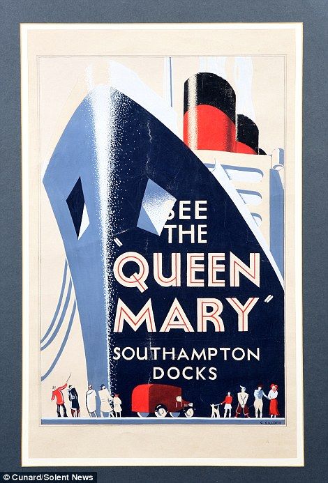 Queen Mary 1, Art Deco Graphics, Big Boats, Vintage Airline Posters, Travel Ad, Sailing Art, Ship Poster, Travel Ads, Abstract Wallpaper Design