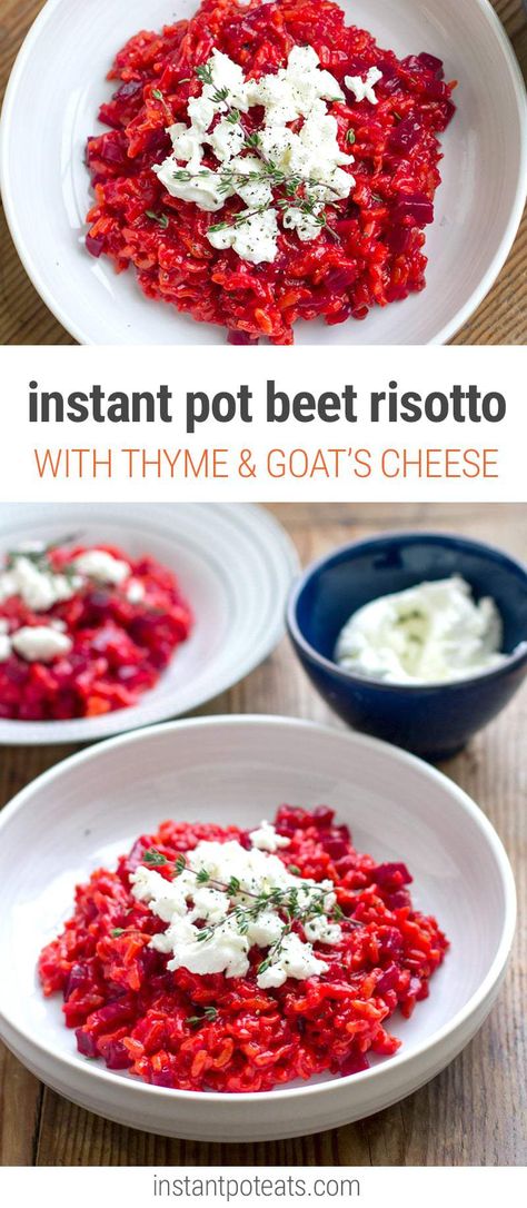 Instant Pot Beet Risotto With Thyme & Goat's Cheese (Vegetarian, Gluten-free) Beet Risotto, Homemade Italian Meatballs, Best Risotto, Side Items, Best Instant Pot Recipe, Healthy Instant Pot Recipes, Risotto Recipes, Easy Instant Pot Recipes, Vegetarian Meals