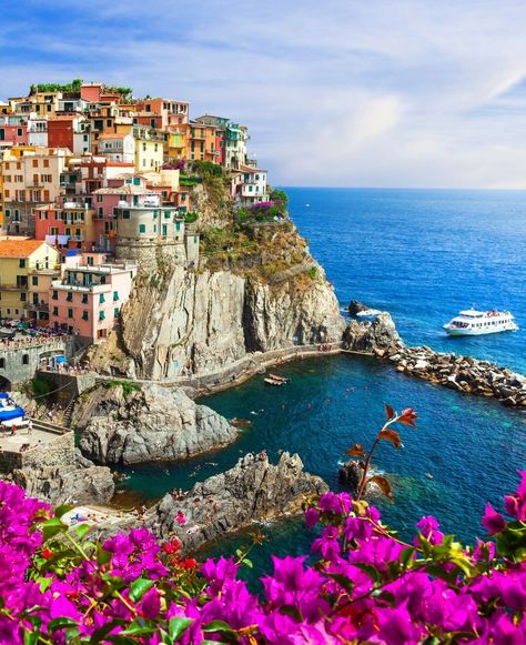 Vibrant Manarola village, Cinque Terre, Italy Manarola Cinque Terre Italy, Italy Villages, Cinque Terra, City Watercolor, Italy Coast, Manarola Italy, Italian Night, Italy Landscape, Cinque Terre Italy