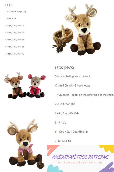 Amigurumi Buck the Deer Crochet Pattern – Amigurumi Pattern Deer Crochet Pattern, Crochet Moose, Deer Crochet, Magic Ring Crochet, Crochet Toys Free Patterns, Crochet Deer, Crochet Toys Free, Crochet Xmas, Deer Pattern