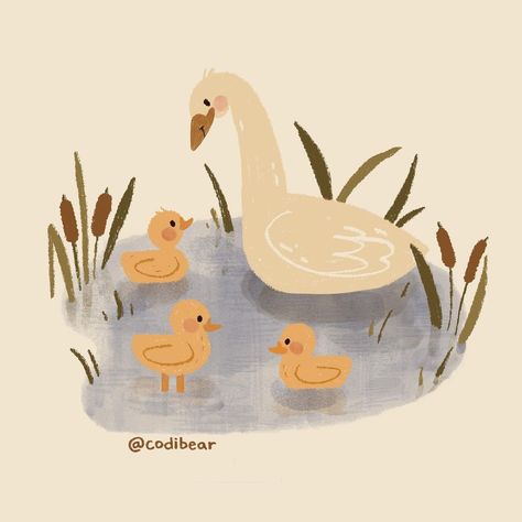 Puddle Illustration, Pond Drawing, Baby Animal Nursery Art, Duck Drawing, Work Pictures, Duck Art, My Power, Contemporary Illustration, Birthday Hat