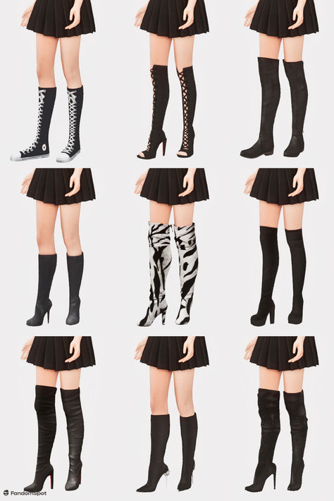 Sims 4 Boots Maxis Match, Sims 4 Knee High Boots, Sims 4 Cc Coastal Clothes, Sims 4 High Fashion Cc, S4cc Shoes, Sims 4 Cc Best, Mia Boots, Cc Sims4, Cc Shoes