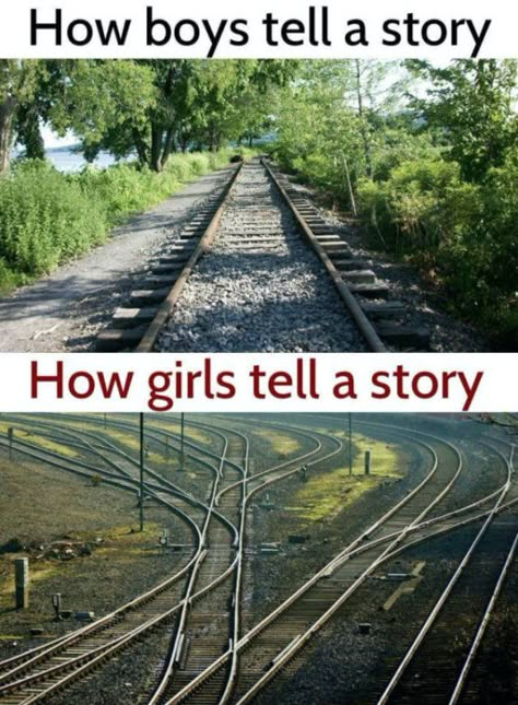 50 Truths You Can't Argue With - Funny Gallery Girls Vs Boys, Pictures With Captions, Funny Jokes To Tell, Funny Pictures With Captions, Girl Memes, Picture Captions, Train Tracks, Really Funny Memes, Funny Signs