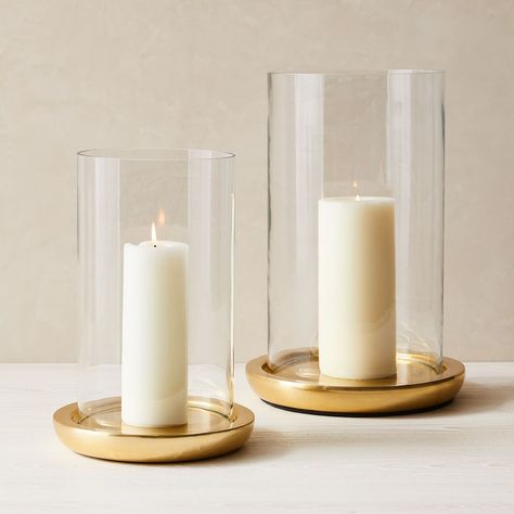 Foundations Antique Brass Metal Candleholders | West Elm Large Candle, Large Candle Holders, Antique Brass Metal, Selling Candles, Large Candles, White Company, The White Company, Glass Vessel, Glass Candle