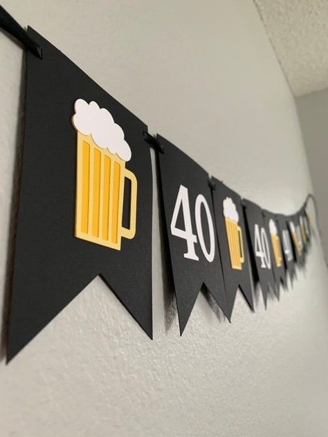 Beer Themed Birthday Party, Beer Party Decorations, Beer Party Theme, Beer Birthday Party, 30th Birthday Banner, Happy Birthday Beer, 40th Birthday Men, Beer Decorations, Pink And Gold Birthday Party