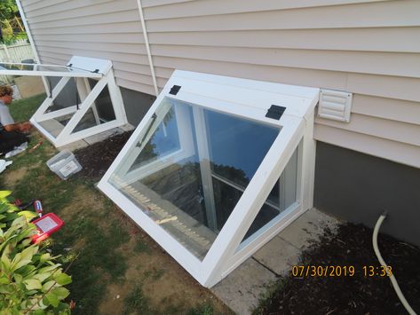 Egress Window Landscaping, Egress Window Cover, Basement Window Well, Window Well Cover, Deck Railing Ideas, Basement Entrance, Remodel Basement, Basement Remodel Diy, Basement Inspiration