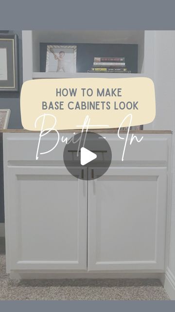 Maddie Winchester l DIY + Home on Instagram: "🔨 How-To Lesson: Turning stock cabinets into something you love 🩵 1. Cut out baseboards 2. Secure into studs 3. Prime with @kilzbrand 4. Paint 5. Trim out 6. Accessorize 🕶️ Someday I’ll organize them and show you the inside 😏" Wall Cabinets As Base Cabinets, Decorative Toe Kick, Cabinet Toe Kick, House Redo, Stock Cabinets, Built In Cabinets, Diy Cabinets, Base Cabinets, Baseboards