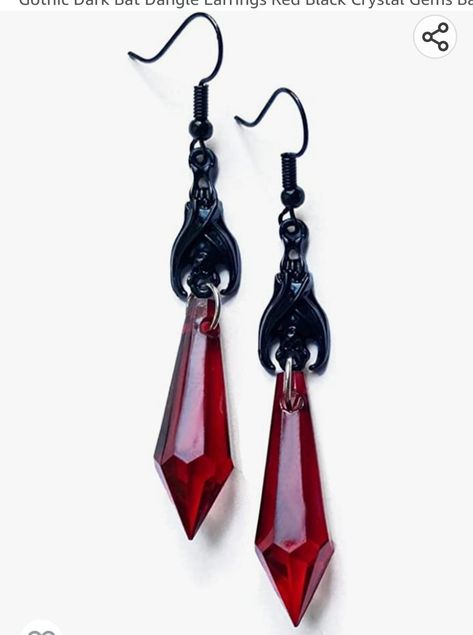 Punk Rock Style, Earrings Punk, Gothic Bracelet, Bat Earrings, Gothic Earrings, Red Pendants, Earrings Halloween, Gothic Necklace, Costume Earrings