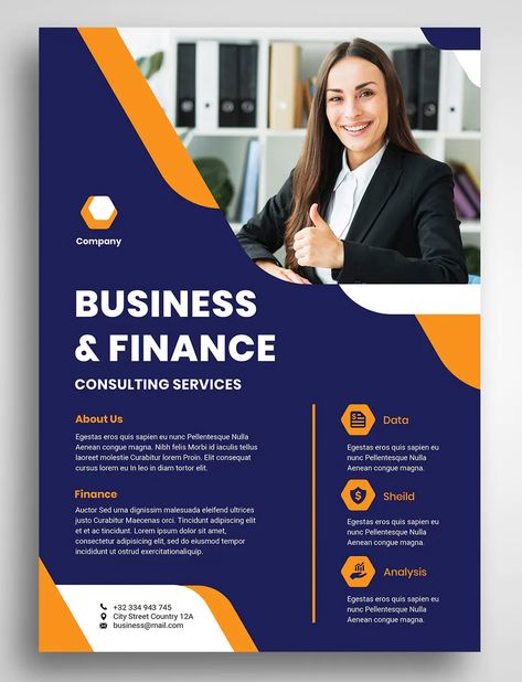 Business And Finance Flyer Template Bank Flyer Design, Finance Poster Design, Emailer Template, Flyer Template Design Layout, Finance Poster, Banks Advertising, Property Agent, Student Finance, Corporate Brochure Design