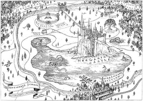 Did We Really Need a Map in the 20th-Anniversary "Philosopher's Stone" Editions? - MuggleNet Map Of Hogwarts, Hogwarts Minecraft, Hogwarts Map, Harry Potter Places, Hogwarts Castle, Hogwarts Aesthetic, Harry Potter Drawings, Hogwarts School, Fantasy Map