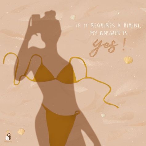 Sweetest Mango Illustration on Instagram: "When it's time for a swim and "if it requires a bikini, my answer is yes." That is every girl's default response. Girls love to wear stuff that are both feminine and functional in the summer. Whatever your preference is - bikini or one-piece - simply relax and enjoy the cool wind and sun on your skin and the refreshing waters. So, what are you waiting for? Pick up that flattering pair of bikini! 👙 🤍 🤍 🤍 sweetestmangoillustration.com" Refreshing Water, Girls Love, Every Girl, The Cool, Beach Day, No Response, Mango, Pick Up, Swimming