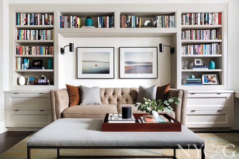 Office Guest Room, Home Library Design, Room Shelves, Built In Bookcase, Upper East Side, Built In Shelves, Reading Room, Home Library, Indoor Outdoor Living