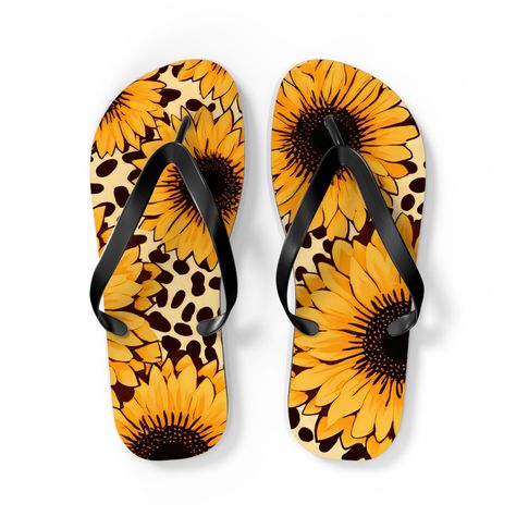 Step into summer with these vibrant Flip Flops, perfect for those sunny days at the beach or casual outings in town. With their lively sunflower design, these flip flops radiate a cheerful and carefree vibe, making them a delightful addition to your summer wardrobe. They're not just stylish; they're designed for comfort too, fitting seamlessly into your lifestyle whether you're lounging by the pool or exploring local markets. Ideal for anyone who loves to showcase their personality through fashion, these flip flops are excellent gifts for beach lovers, holiday goers, or anyone who enjoys the warm weather. Perfect for occasions like summer vacations, beach parties, or even casual get-togethers, add a splash of fun to your summer celebrations! Product features - Soft 100% polyester suede for Custom Flip Flops, Printed Flip Flops, Beach Parties, Summer Celebration, Summer Vacations, Beach Vacations, Pool Parties, Sunflower Print, Sunflower Design