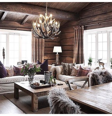 Log Cabin Interior Design, Modern Cabin Interior, Interior Cabin, Log Cabin Interior, Interior Design Per La Casa, Log Cabin Homes, Cabin Style, Cabin In The Woods, Modern Cabin