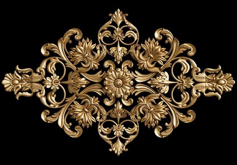 Classic ornament decor isolated Premium ... | Premium Photo #Freepik #photo #flower #floral #ornament #3d Classic Ornament, Photo Classic, Black Hd, Baroque Decor, Classic Mirror, Victorian Pattern, Baroque Ornament, Cathedral Architecture, Baroque Design