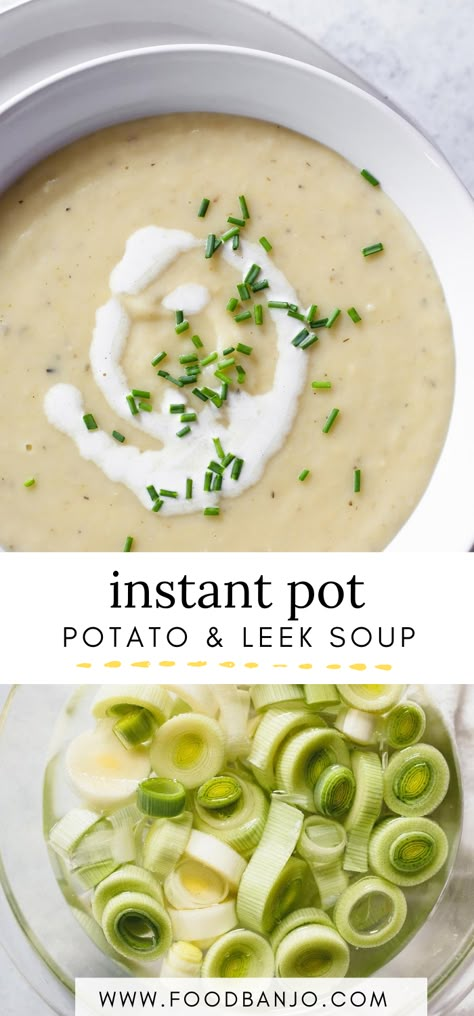 Potatoe Leek Soup Recipe, Leek And Bacon Soup, Pressure Cooker Soup, Vegan Potato Leek Soup, Creamy Potato Leek Soup, Potato And Leek Soup, Leeks Soup Recipes, Potato Bacon Soup, Instant Pot Soups