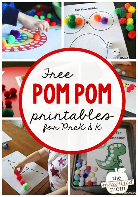 Check out this collection of 11 printable pom pom activities for preschoolers - perfect for building early math and literacy skills! Pom Pom Activities, Toddler Craft, Early Literacy Activities, Preschool Programs, Preschool Fine Motor, School Learning, Baby Activities, Printables For Kids, Petite Section