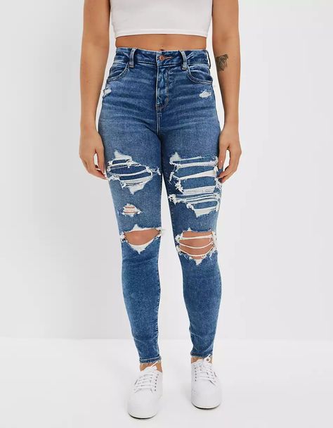 AE Ne(x)t Level Patched Curvy High-Waisted Jegging American Eagle Jeans High Waisted, Hoodie Aesthetic, Curvy Jeans, Best Jeans, Mens Outfitters, American Eagle Jeans, Simple Outfits, Ripped Jeans