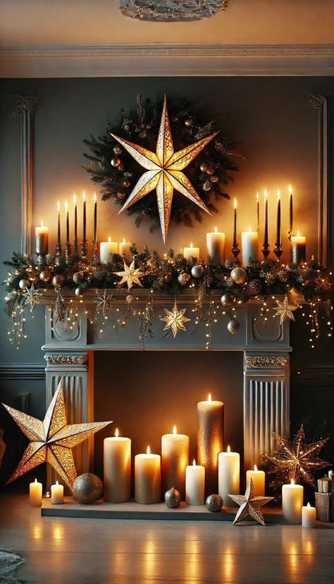 Stylish Christmas Decor, Elegant Christmas Decor Ideas, Christmas Mantel Decor, Mantel Decor Ideas, The Spirit Of Christmas, Elegant Christmas Decor, Classy Christmas, Christmas Mantel Decorations, Spirit Of Christmas