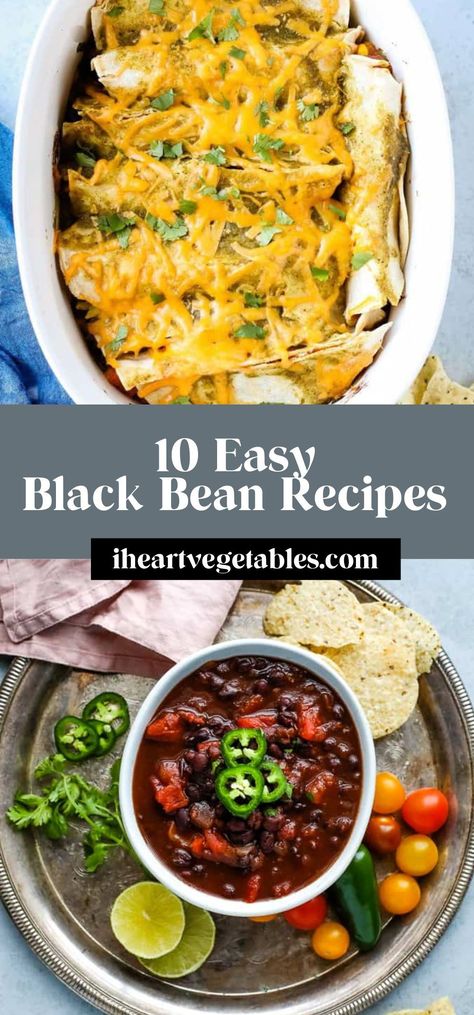 Looking for new ways to use black beans? I’ve got you covered! This pantry staple can be used for everything from soups, to salads, to brownies. (Yes, brownies!) So read on to find new black bean recipes! Black Bean Mushroom Recipes, Black Bean Crockpot Recipes, Recipes Using Black Beans, Seasoned Black Beans Recipe, Black Bean Pasta, Easy Black Bean Soup, Meatless Burgers, Black Bean Soup Recipe, Black Bean Enchiladas