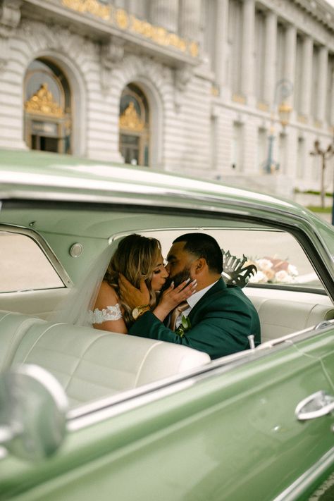 Lowrider Bride at San Francisco City Hall. Rocio Rivera Photography Lowrider Wedding Ideas, Lowrider Wedding, Lowrider Photography, City Hall Marriage, Old School Wedding, Car Engagement Photos, Birthday Poses, Marriage Photo, Curvy Wedding Dress