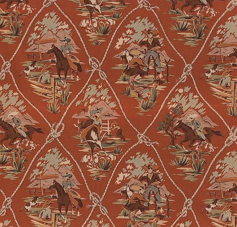 Roping Ranch Scenic Clay Alexander Henry Fabric Cowboy | Etsy Alexander Henry Fabrics, Friends Bridal, Cowboy Rodeo, Alexander Henry, Old Wallpaper, How To Make Pillows, South West, Cotton Napkins, Cotton Quilts