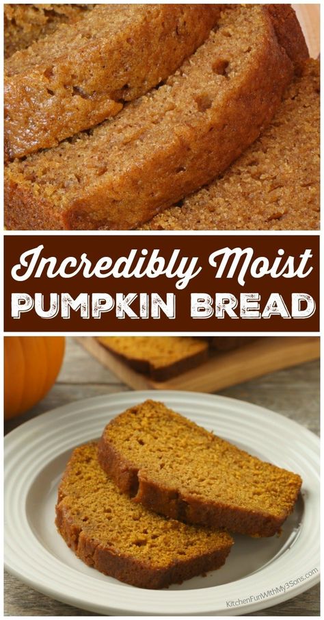 Yummy Food Recipes, Best Pumpkin Bread Recipe, Fall Recipes Pumpkin, Moist Pumpkin Bread, Recipe Pumpkin, Yummy Fall Recipes, Fall Recipe, Pumpkin Recipes Dessert, Pumpkin Bread Recipe