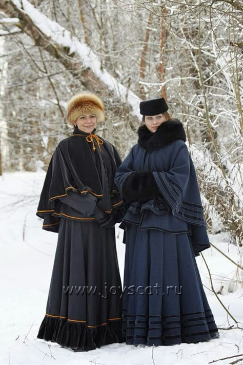 1800 Russian Fashion, 1800 Winter Outfits, 1870s Winter Fashion, Edwardian Winter Coat, 1840s Winter Fashion, Victorian Winter Clothes, 1800s Winter Fashion, Winter Victorian Outfit, Historical Winter Clothing