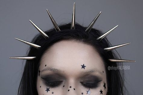 Spiked Headband | Silver Spiked Headband | Headband | Crown | Spiked Crown | MEGA SPIKE CROWN | Kada Dark Valentines, Spiked Crown, Headband Crown, Fall Shoot, Punk Makeup, Silver Headband, Wish Come True, Crown Headband, Winged Eyeliner