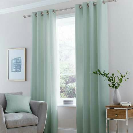 White Eyelet Curtains, Mint Curtains, Curtains Dunelm, Green Drapes, Seafoam Blue, Eyelet Curtains, Types Of Curtains, Green Curtains, Custom Drapes