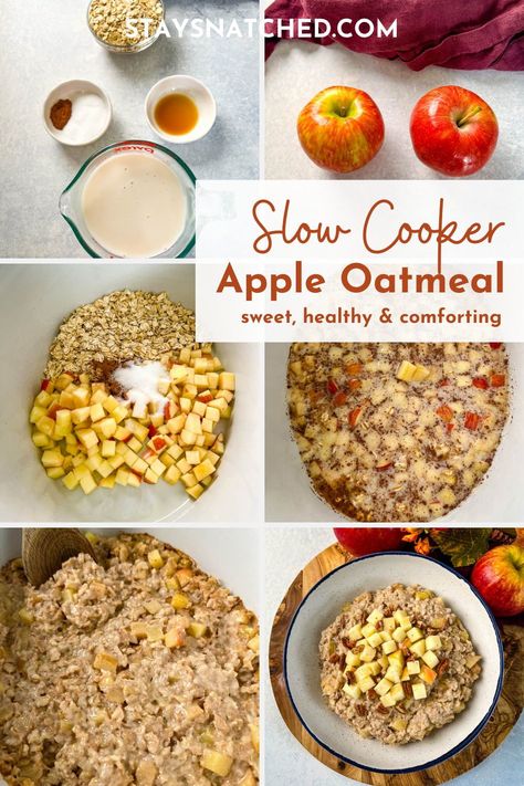 This Slow Cooker Crockpot Apple Oatmeal recipe is made with fresh apples, cinnamon, old-fashioned rolled oats, or steel cut. If you are a fan of apple pie you are going to love this dish for breakfast. Crockpot Apple Oatmeal, Slow Cooker Apple Oatmeal, Apple Oat Recipes, Gluten Free Oatmeal Recipes, Apple Crockpot Recipes, Slow Cooker Oats, Oatmeal Recipes Crockpot, Rolled Oats Recipe, Apple Breakfast Recipes