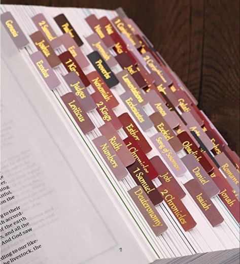 Easier to Apply, Alignment Guide Included] The self-adhesive bible tabs are perforated in the middle for folding, simply align them with the provided guide or place them creatively in your new Bible. [Easier to Reposition] Thinkor bible tabs are made of latest materials. If you accidentally attached one to the wrong page, you are able to carefully remove it without damage to the page and reattach it to the correct page. [Easier to Read in Large Print] Unlike previous small version Bible stickers Earth Tone Office, Bible Index, Christian Accessories, Personalized Bible, Christian Gifts For Women, Study Tools, Easy Reading, Adhesive Paper, Page Marker