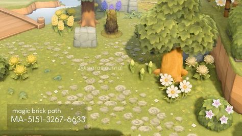 Mossy Cobblestone, Cottagecore Animal Crossing, Cobblestone Path, Motif Acnl, Acnh Cottagecore, Acnh Paths, Brick Path, Acnh Patterns, Acnh Custom Designs