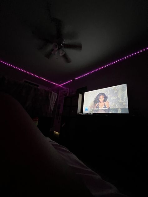 0.5 Room Pictures, Bedroom Pics Insta, Black Room With Led Lights Aesthetic, Night Aesthetic Bedroom Snap, Pink And Black Room Aesthetic Baddie, Baddie Led Light Pics, Pink Y2k Room Baddie, Movie Night Photography, Bedroom Pics