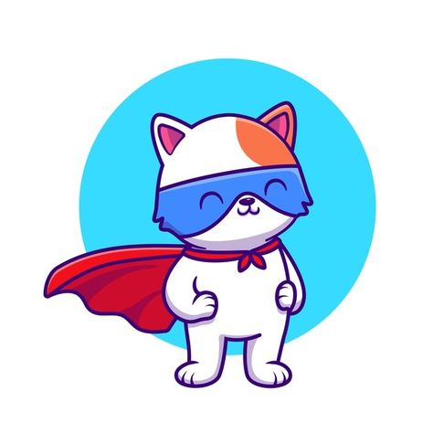 Cute cat super hero cartoon illustration... | Free Vector #Freepik #freevector #character #cartoon #animals #cat Super Hero Cartoon, Cat Superhero, Cute Fat Cats, Superhero Wall, Super Cute Cats, Doodle Characters, Hero Poster, Vector Icons Illustration, Super Cat