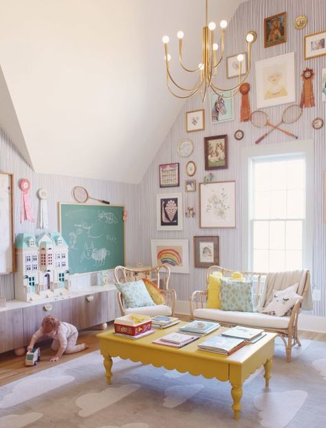 Shared Playroom, Vintage Playroom, Loft Playroom, Lay Baby Lay, Playroom Inspiration, Ikea Outdoor, Pitched Ceiling, Girls Playroom, Big Girl Rooms