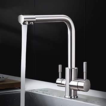 Mixer Tap Double control Hot and cold water tap Wash basin kitchen Rotatable stainless steel faucet Stainless Steel Faucet Kitchen, Stainless Steel Kitchen Faucet, Faucet Kitchen, Basin Design, Kitchen Sink Taps, Corner House, Minimalist Contemporary, Sink Taps, Kitchen Sink Faucets