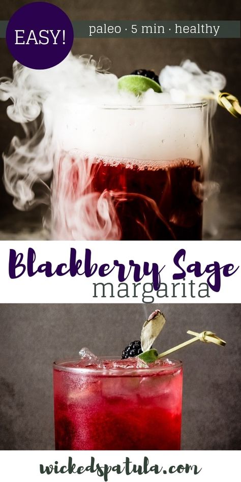 Blackberry Sage Margarita Recipe - Wicked Spatula Sage Margarita, Paleo Cocktails, Paleo Beverages, Fruity Drink Recipes, Fruity Mixed Drinks, Frozen Drinks Alcohol, Gluten Free Drinks, Smoked Cocktails, Mezcal Cocktails