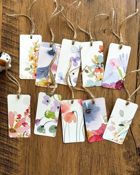 Watercolor Gift Tags, Watercolor Flowers Tutorial, 140 Lbs, Watercolor Gifts, Watercolor Bookmarks, Handmade Gift Tags, Watercolor Set, Book Marks, Watercolour Gift