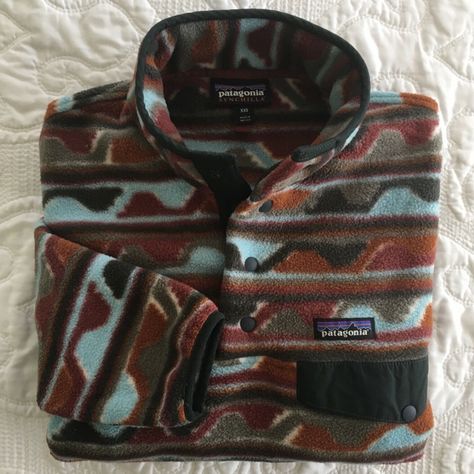 Patagonia Size 2xs Synchilla Snap T Fleece Pullover In Rare Delta Cinder Red Pattern. Like-New Without Tags. Flawless Condition. This Is Labeled A Size 2xs But The Definition Varies Between Brands. Please Compare To A Similar Item You Own And Use These Measurements To Ensure It Will Fit: Chest Measurement Armpit To Armpit: 19" Sleeve (Top Of Shoulder To Cuff): 24.5" Base Of Collar To Hem: 24" Ask All Questions Before Offer Or Purchase And Consider Pictures As Part Of Description. I Will List Any Patterned Fleece, Fleece Patterns, Patagonia Fleece, Red Pattern, Patagonia Womens, Everyday Outfits, Patagonia, Sleeve Top, Like New