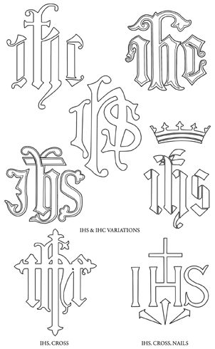 IHS monograms Eucharistic Revival, Catholic Embroidery, Catholic Tattoos, Catholic Symbols, Religious Embroidery, Bracelet Craft, Amor Quotes, Catholic Images, Cross Art