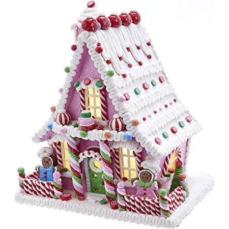 Candy House, Gingerbread Cake, Christmas Gingerbread House, Christmas Tree Wreath, White Candy, Kurt Adler, Gingerbread Houses, Christmas Dining, Candy Stripes