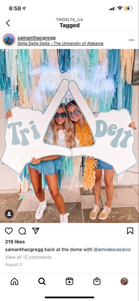 Tri Delt Bid Day, Tri Delta Philanthropy Events, Palooza Bid Day Theme, Text Me When You Get Home Bid Day, Sorority Event Themes, Bid Day Decorations, Tri Delta Recruitment, Pi Phi Bid Day, Tri Delta Bid Day