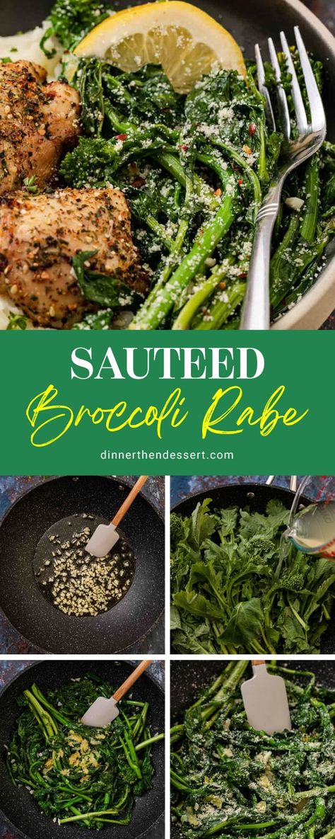 Sauteed Broccoli Rabe is an easy way to prepare healthy, tender-crisp flavorful veggies. Seasoned with lemon juice, garlic, and Parmesan. Broccoli Rabe Recipes Sauteed, Broccoli Rabe Recipes, Sauteed Broccoli Rabe, Sauteed Broccoli, Broccoli Rabe Recipe, Broccoli Sauteed, Slow Cooker Appetizers, Favorite Breakfast Recipes, Roasted Cabbage