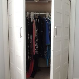 Convert bi-fold closet doors to swing out french doors with this simple and cheap tutorial. Closet Conversion, Bifold French Doors, Bifold Doors Makeover, Folding Closet Doors, French Closet Doors, Casa Disney, Ashley Lane, Bedroom Closet Doors, Closet Door Makeover