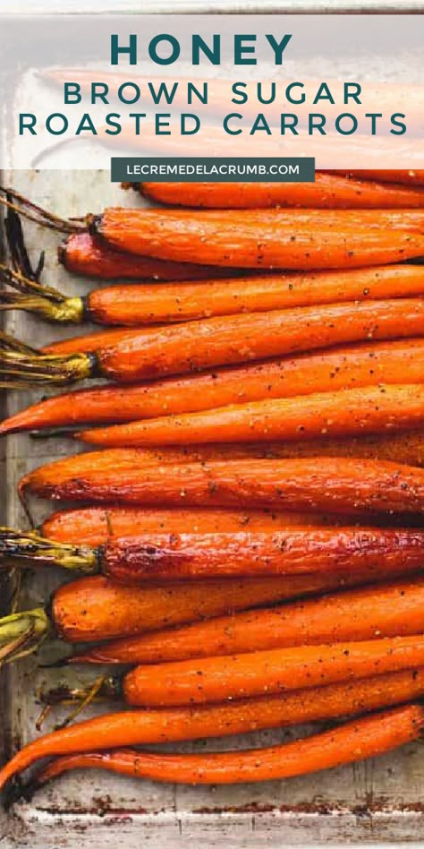 Roasted Carrots Sweet, Roasted Candied Carrots, Roasted Glazed Carrots Recipe, Holiday Roasted Carrots, Roasted Whole Carrots Recipe, Cook Carrots In Oven, Roasted Carrots For Passover, Bakes Carrots, Glazed Carrots Brown Sugar