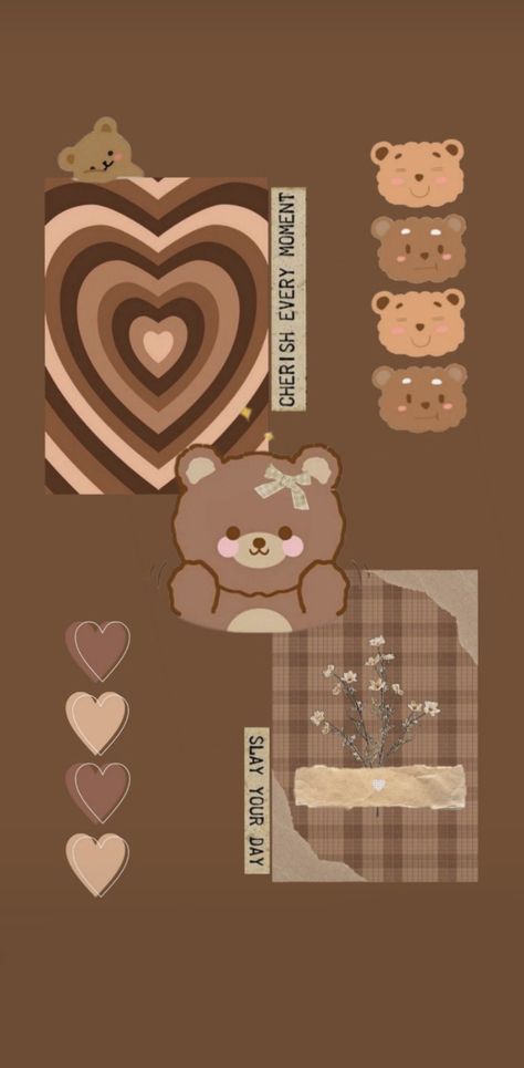 Brown bear cute and aesthetic wallpaper for iphone 🐻 Brown Aesthetic Cartoon Wallpaper, Chocolate Bear Wallpaper, Cute Bear Brown Wallpaper, Brown Bear Astethic, Teddy Bear Aesthetic Drawing, Kawaii Brown Wallpaper, Brown Teddy Bear Wallpaper, Brown Aesthetic Bear, Brown Cartoon Aesthetic