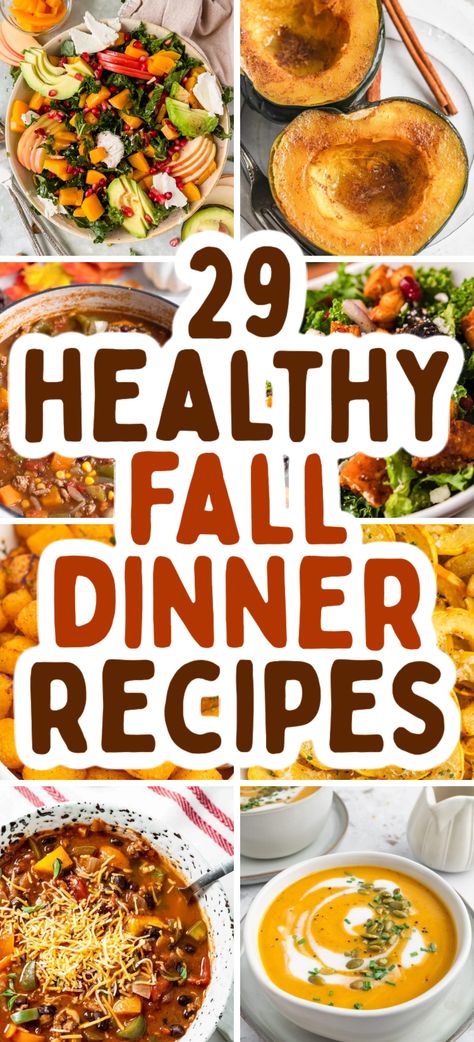 Packed with 29 healthy and delicious recipes, you’ll find everything from hearty soups like butternut squash to fresh fall salads. Whether you’re searching for easy fall recipes to make during weeknights or festive fall meals, these healthy fall meals will satisfy your cravings and nourish your body. Healthy fall dinner, healthy fall dinner recipes easy, fall potluck recipes, healthy dinner for a family, cheap meals, fall dinner party, healthy recipes for fall, healthy dinner recipes for fall. Healthy Gluten Free Fall Meals, Fall Seasonal Produce Recipes, Low Carb Autumn Recipes, Fall Seasonal Recipes, Fall Inspired Meals, Autumn Healthy Recipes, Fall Potluck Recipes, Winter Vegetable Recipes, Healthy Fall Salad Recipes